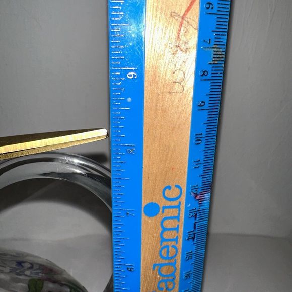 ‘Crystal Clear’ Pitcher - Hand Painted Fruit And Flowers, 22k Gold Painted Rim - Picture 3 of 11